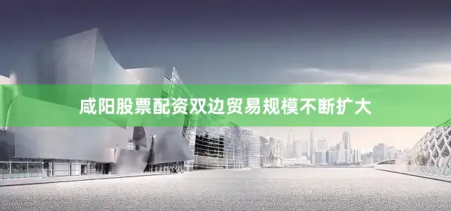 咸阳股票配资双边贸易规模不断扩大